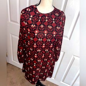 Zara  Patterned Dress in Red and Black